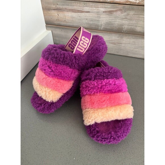 UGG BERRYLICIOUS MULTI FLUFF YEAH SLIDE SHEEPSKIN SLIPPERS Size 6 - Picture 3 of 10